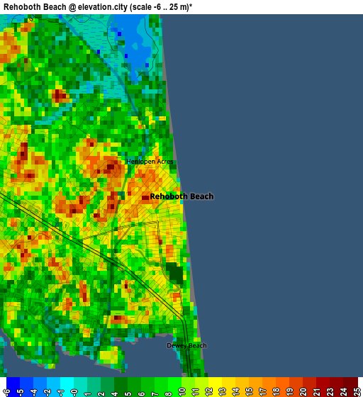 Rehoboth Beach elevation map