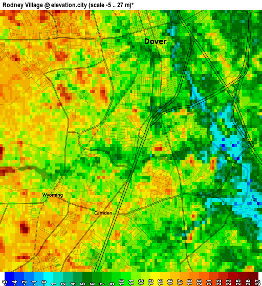 Rodney Village elevation map