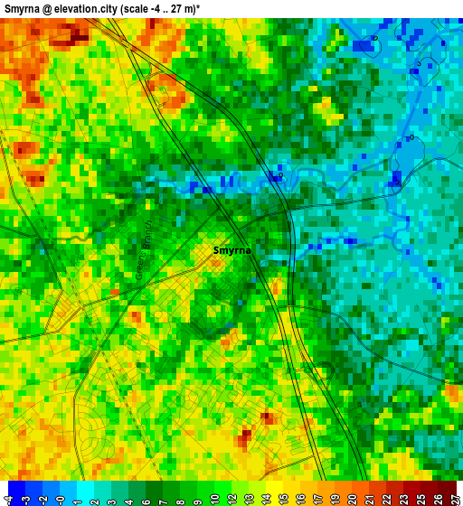 Smyrna elevation map