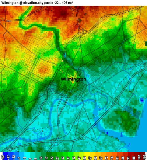 Wilmington elevation map