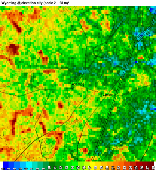 Wyoming elevation map