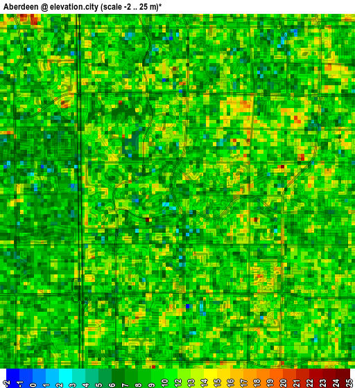 Aberdeen elevation map