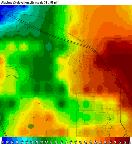 Alachua elevation map