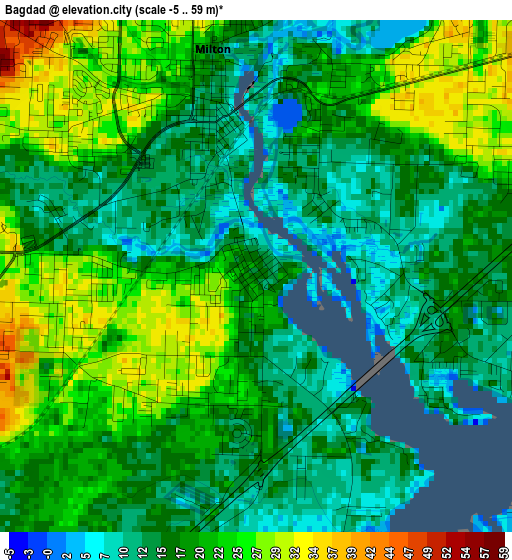 Bagdad elevation map