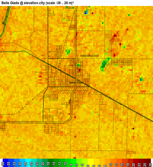 Belle Glade elevation map