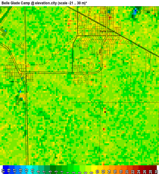 Belle Glade Camp elevation map