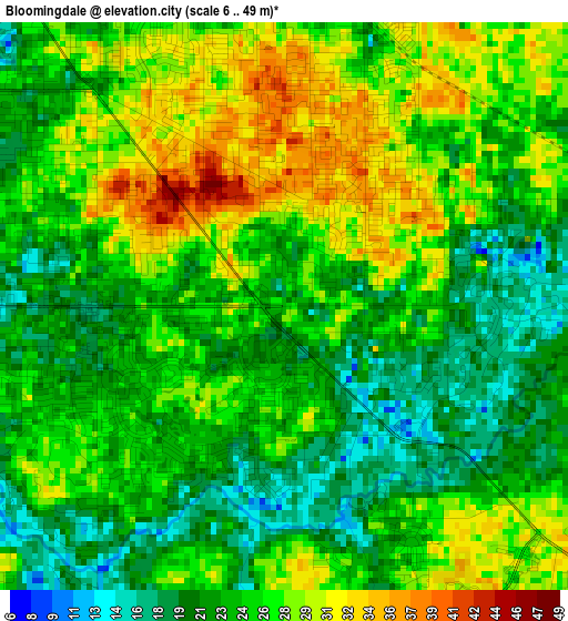 Bloomingdale elevation map