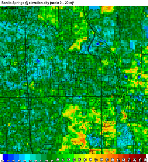 Bonita Springs elevation map