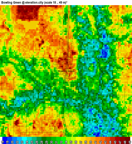 Bowling Green elevation map