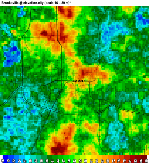 Brooksville elevation map