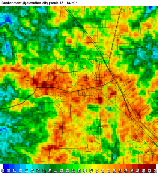 Cantonment elevation map