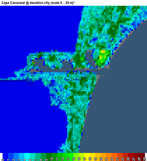 Cape Canaveral elevation map