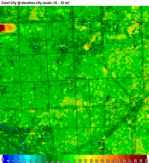 Carol City elevation map