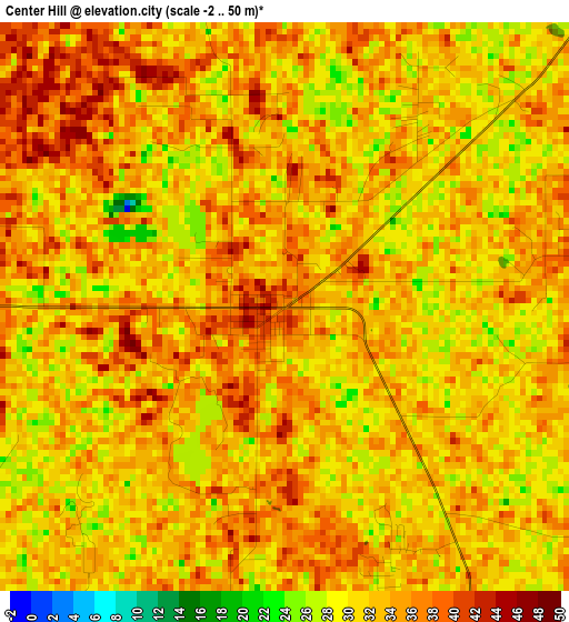 Center Hill elevation map