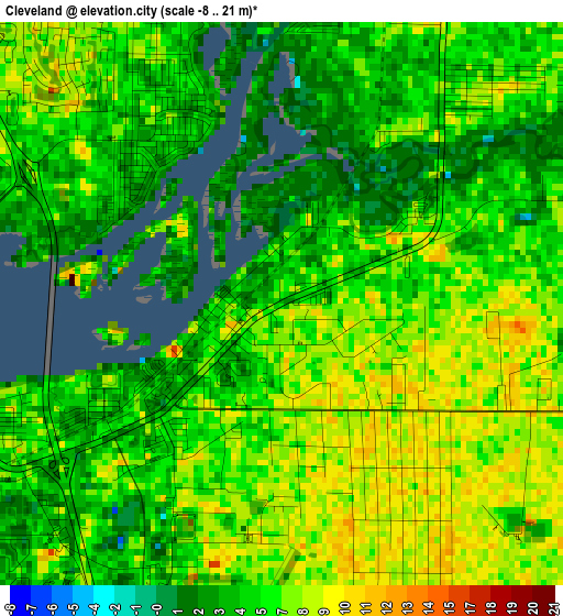 Cleveland elevation map