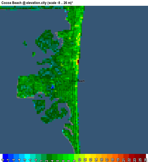 Cocoa Beach elevation map