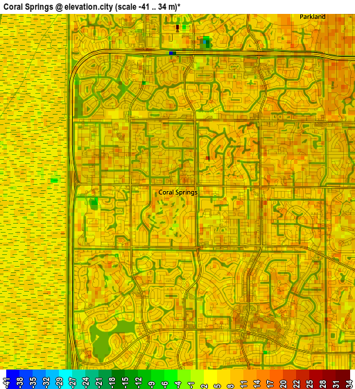 Coral Springs elevation map