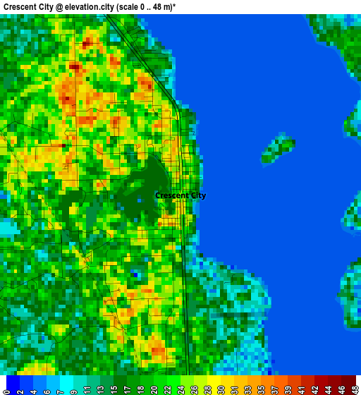 Crescent City elevation map