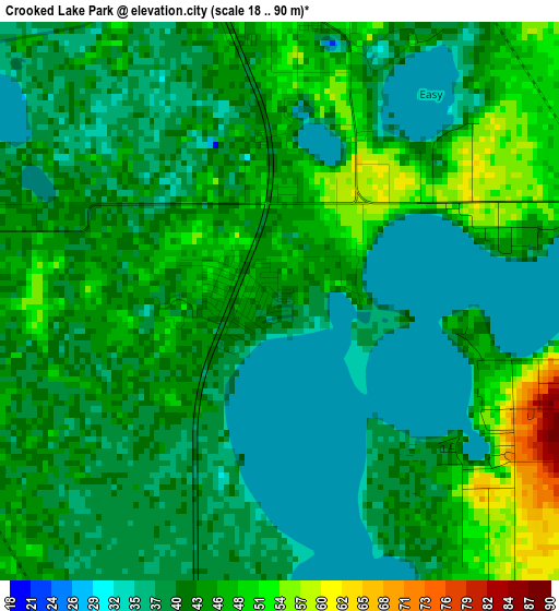 Crooked Lake Park elevation map