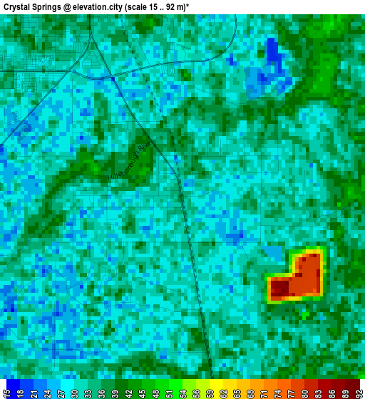 Crystal Springs elevation map