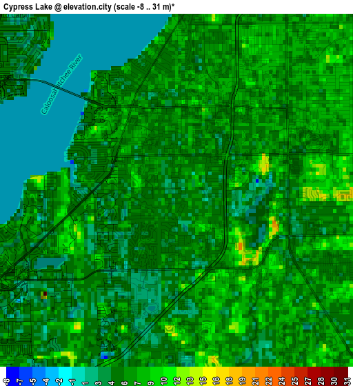 Cypress Lake elevation map