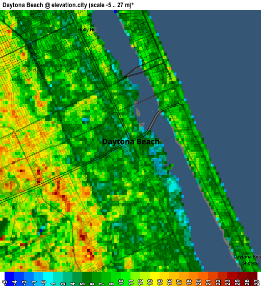 Daytona Beach elevation map