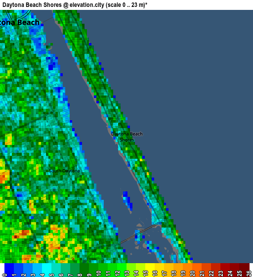 Daytona Beach Shores elevation map