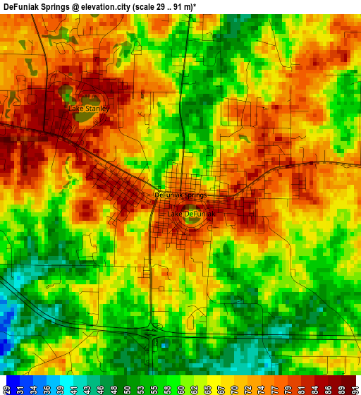 DeFuniak Springs elevation map