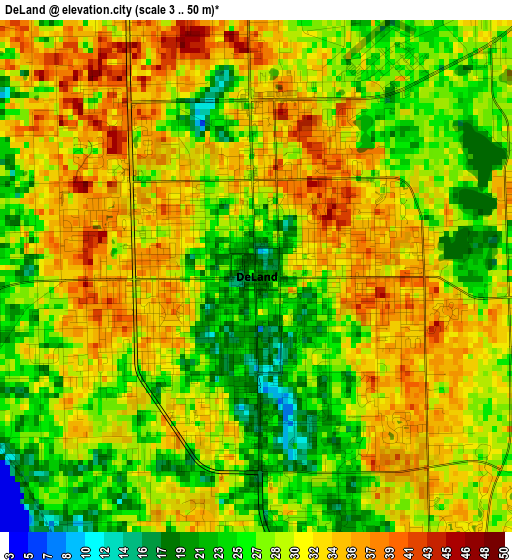 DeLand elevation map