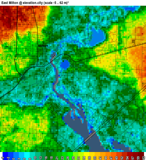 East Milton elevation map