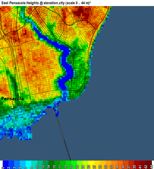 East Pensacola Heights elevation map