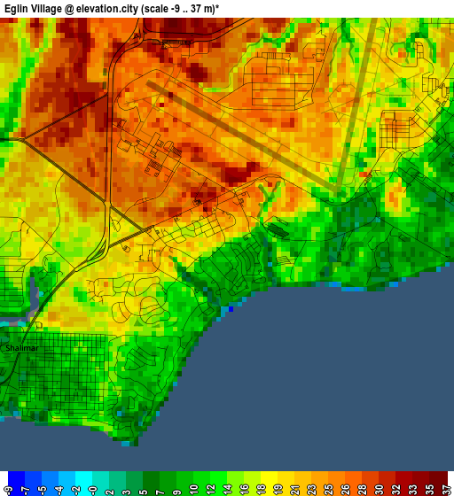 Eglin Village elevation map