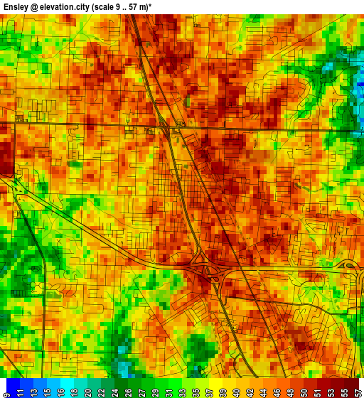 Ensley elevation map