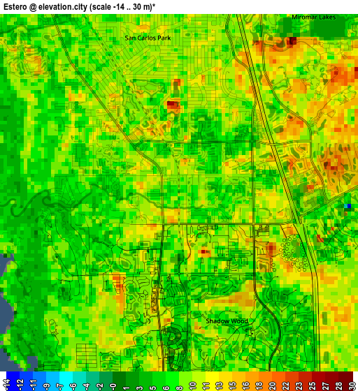 Estero elevation map