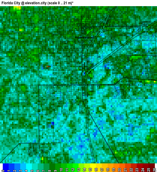 Florida City elevation map