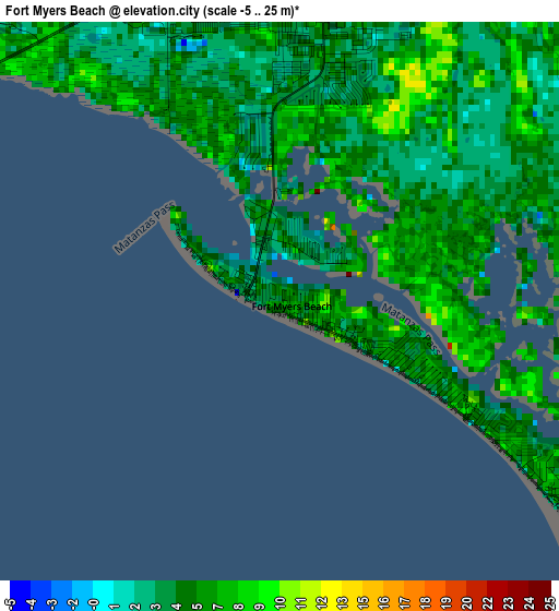 Fort Myers Beach elevation map