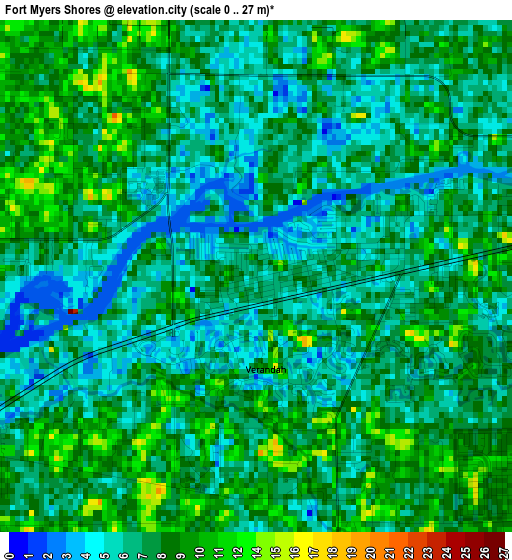 Fort Myers Shores elevation map