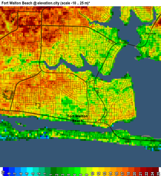 Fort Walton Beach elevation map