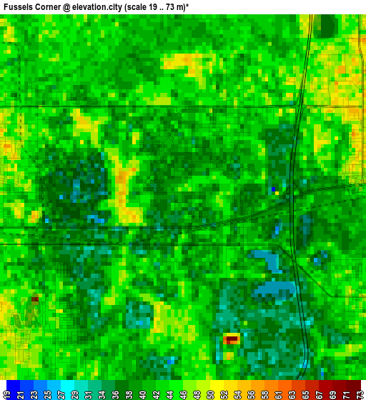 Fussels Corner elevation map