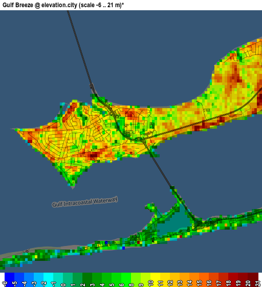 Gulf Breeze elevation map