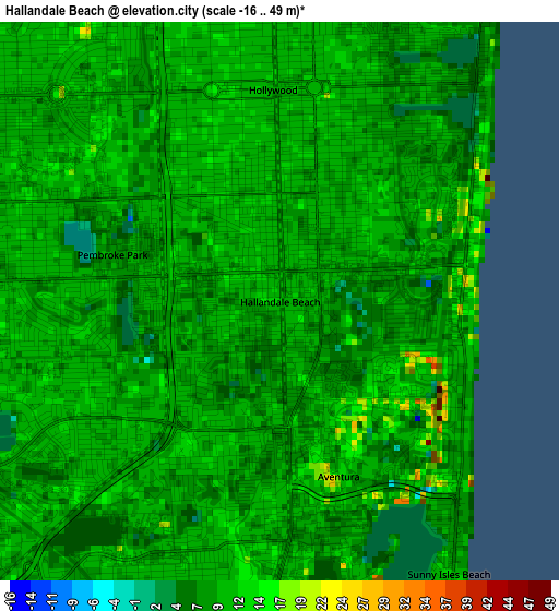 Hallandale Beach elevation map