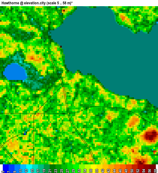 Hawthorne elevation map