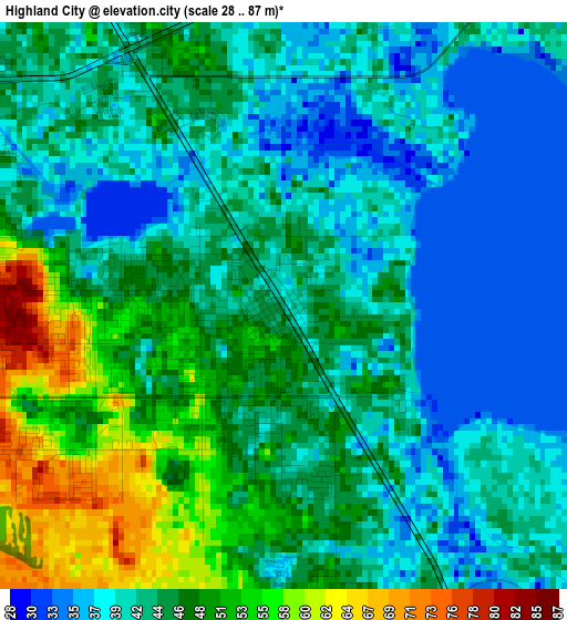 Highland City elevation map