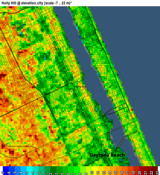 Holly Hill elevation map