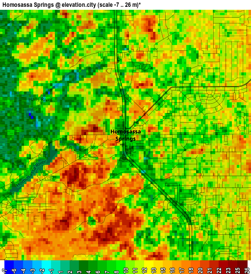 Homosassa Springs elevation map