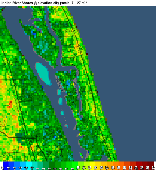 Indian River Shores elevation map