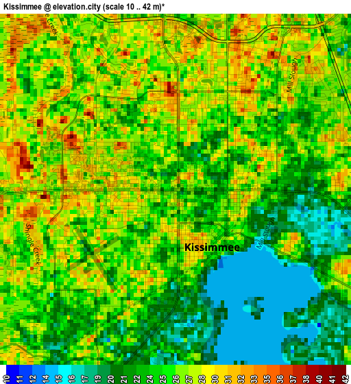 Kissimmee elevation map