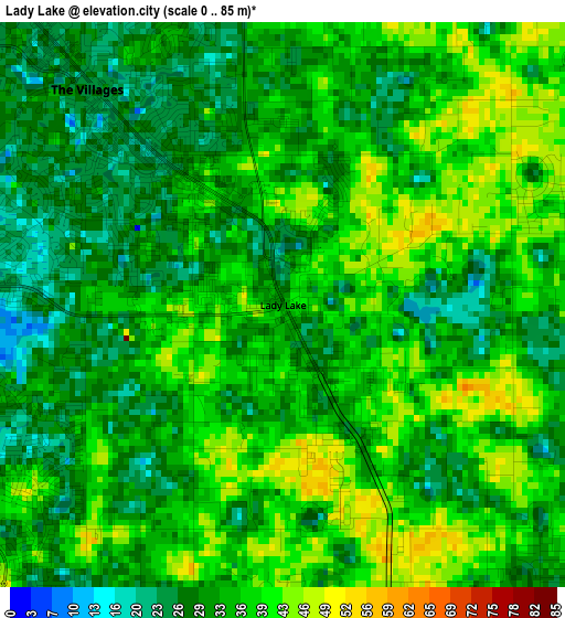 Lady Lake elevation map