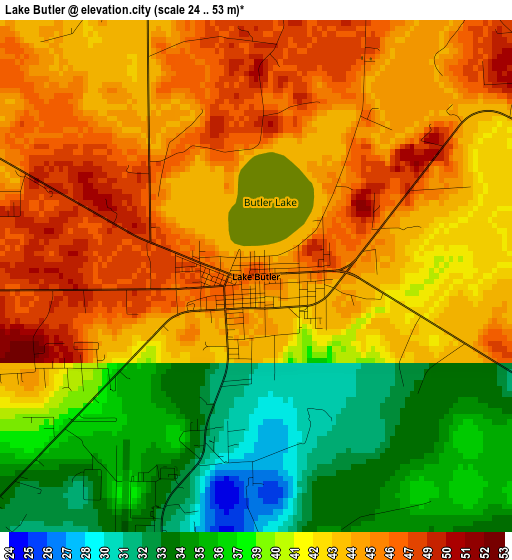 Lake Butler elevation map