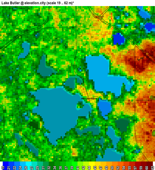 Lake Butler elevation map